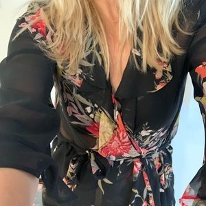 Elle Floral Chiffon Wrap Top